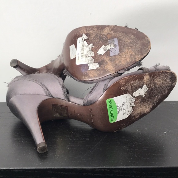 Pedro Garcia silk satin gunmetal heels - Picture 5 of 7
